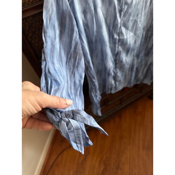 Zac‎ & Rachel Women’s Top Blouse Flowy Gray White Tye Dye Like Sz M - Picture 5 of 7